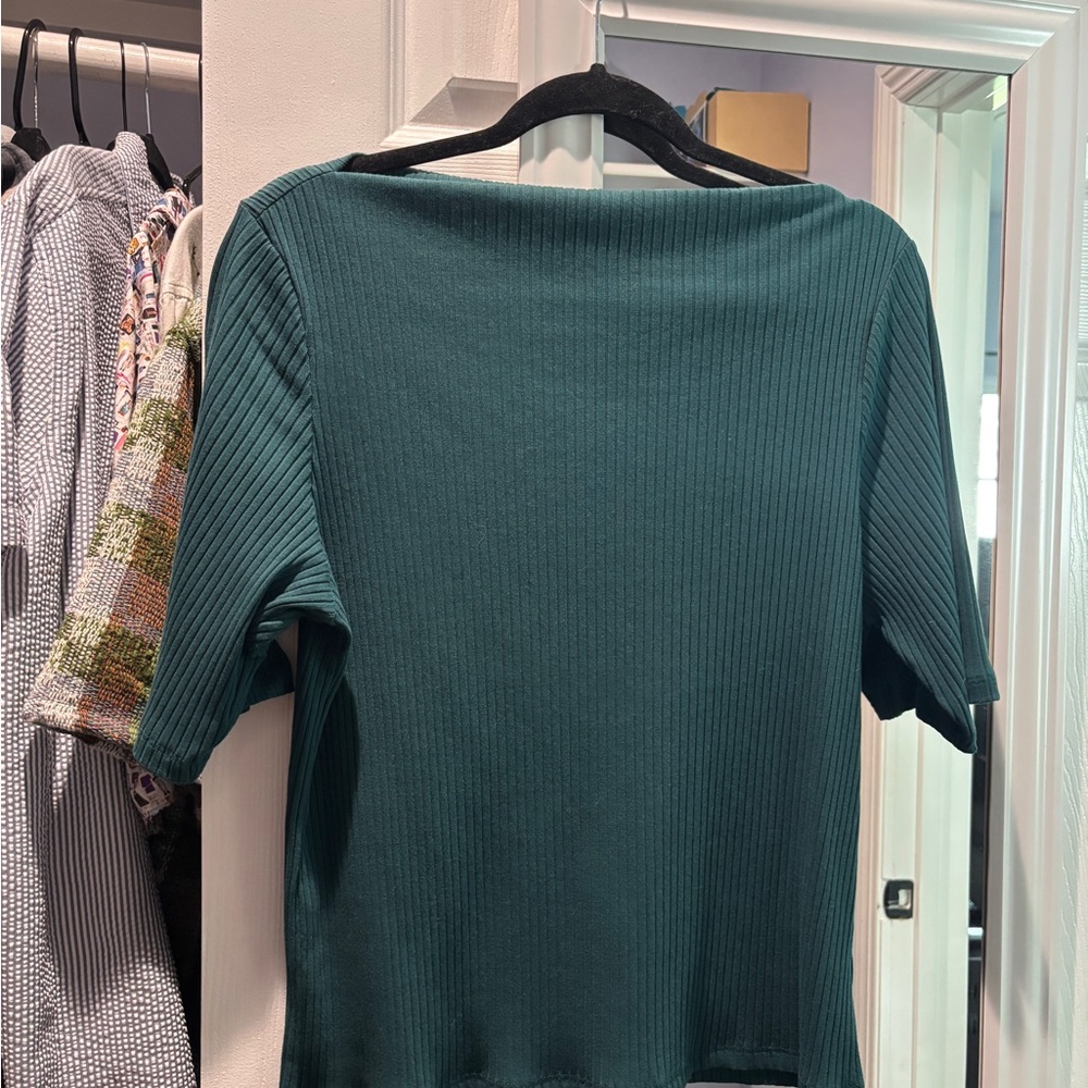 Old Navy Ribbed Boatneck Short-Sleeve Top - Teal Green
